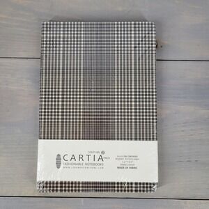 Cartia Fashionable Fabric Cover Notebook Fabric Houndstooth Ruled 160 Ivory Pg